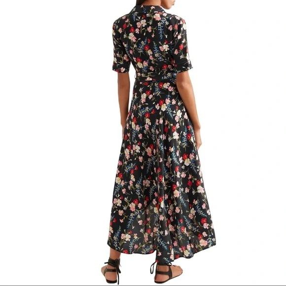 Equipment Imogene silk wrap dress, black floral, S - Picture 2 of 10